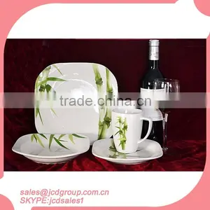 White Porcelain Square Dinner Set Of 20 Pcs With Decal thumbnail-3