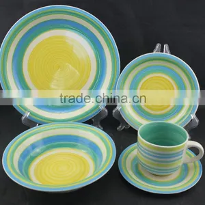 20 Pcs Ceramic Handpainted Dinner Set New Design Stoneware Dinner Set With Handprinting Line thumbnail-1