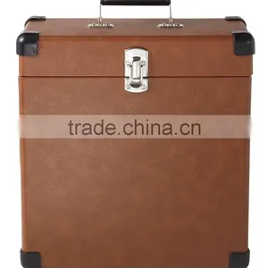 Leather Record Case Carrier for 30+ Albums,300LP Vinyl 7 Record Flight Box,DJ Flight Case Record Box thumbnail-2