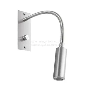 Meanyee Wall Reading Lamp Headboard Bedside Light With Twist Switch/Dimmable/Adjustable Arm/Embedded/Brushed Nickel/3000K LED/MY-WN065 thumbnail-1