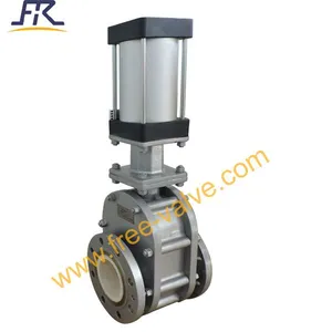 DN100 PN10 Pneumatic Full Ceramic Lined Double Disc Gate Valve thumbnail-1