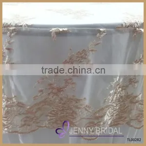 TL002R2 Embroidery Design Gold Lace Cheap Wedding Table Overlay Quality Choice thumbnail-3