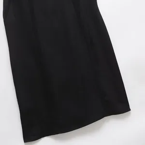 Elegant Women's Temperament V-neck Sleeveless Mid Length Backless Dress, Small Black Dress thumbnail-3