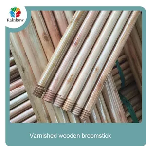 Italian Threaed Varnished Wooden Mop Stick 120cm Length PP Plastic Bristle Broom Head Dustpan Set for Outdoor Home Use thumbnail-1