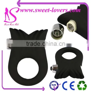 Black Silicone Bullet Cock Ring Sex Toys for Men Vibrating Penis Ring thumbnail-1
