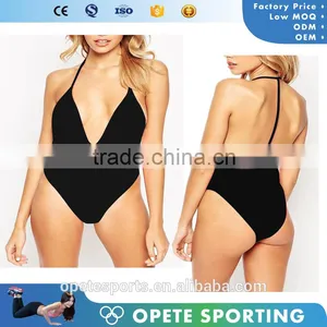 (OEM ODM FACTORY)Hot Sale Fashion Sexy Black Brazilian Bikini and Nude Halter Bikini thumbnail-1