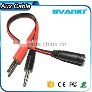 New Products 2016 2 in 1 Stereo 3.5mm 2 Male to 1 Female Car Audio Aux Stereo Cable Free Samples Supplier's Choice thumbnail-1