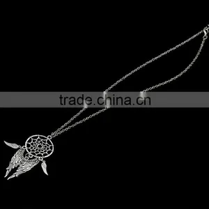 Dream Catcher Feathers Turquoise Tassel Sweater Chain Necklace thumbnail-2