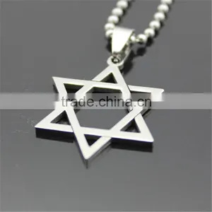 Wholesale Stainless Steel Hexagram Six Point Star Pendant Necklace thumbnail-1