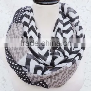 Hot Popular Wave Printing Ladies Thin Polyester Chevron Infinity Scarf thumbnail-5