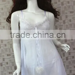 Hot Sexy Unique Net Gauze Material Flower Lingerie Babydoll Nighty Dress thumbnail-1