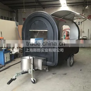 Black 7.6*5.5ft Big Wheels Carts to Sell Fast Food/food Van for Sale Food Trailer Mobile Food Cart thumbnail-2