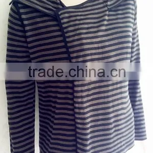 Lady Wool Knitting Wear Tailored Long Sleeve Stripe Cardigan thumbnail-2