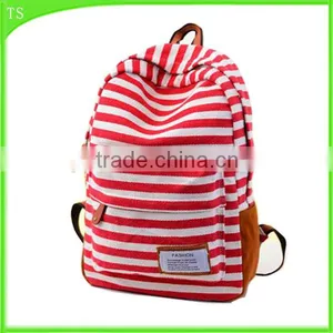 Fashion Simple Strip for Canvas Backpack Navy Blue Shoulder Bag thumbnail-1