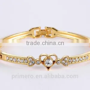 Hot Sale New Fashion Crystal Gold Plated Bracelet Heart-shaped Bangle thumbnail-4