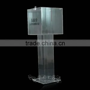 High Quality Transparent Acrylic Fund Box for Fund Raising thumbnail-1