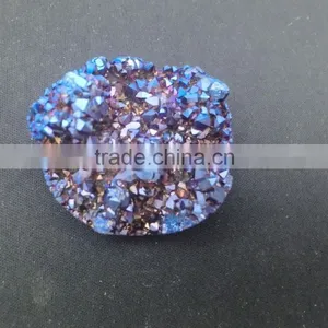 Assorted Double Electroplated Druzy Loose Cabochon, Titanium Coated Oval Shape Cabochon thumbnail-3