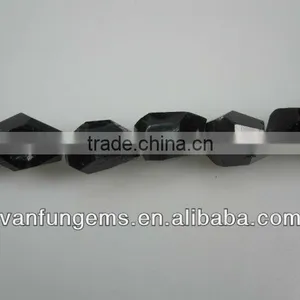 Black Tourmaline Faceted Tumble Stone thumbnail-1