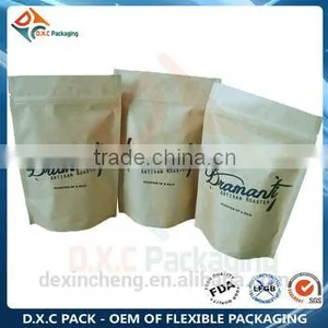 Stand Up Brown Paper Packaging Bag With Zipper Lined Foil thumbnail-4
