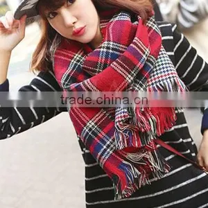 England Oversized Scarf Color Double-sided Plaid Scarf Tippet thumbnail-5