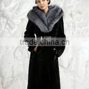 Rex14074 Full-length Rex Rabbit Fur Coat With Big Fox Fur Hood thumbnail-1