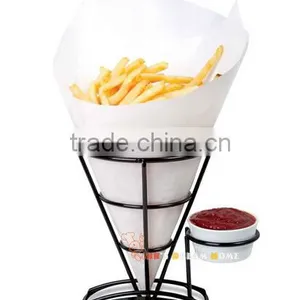 French Fry Holder Stand Conical Basket Wire Dipping Sauce Condiment thumbnail-2