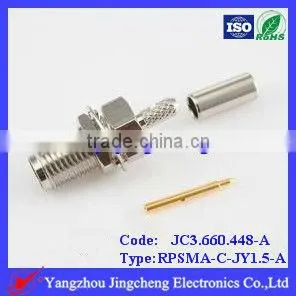 Reverse Polarity SMA Male Body With Female Pin Crimp Straight for RG316 Cable Bulkhead thumbnail-1
