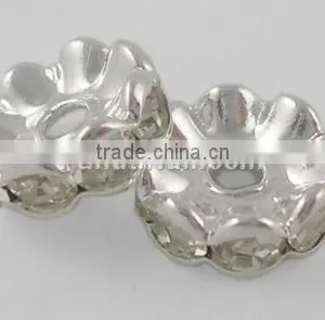 Middle East Rhinestone,Clear, Copper, Silver Color, Nickel Free, About 6mm in Diameter, 3mm Thick; Hole: 1mm (RSB028NF-01) thumbnail-1