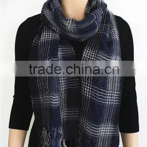 Lightweight Checked Wool and Linen Scarf thumbnail-1