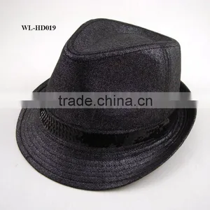 WL-HD019 BLACK FEDORA WITH SILVER GLITTER POWDER thumbnail-1