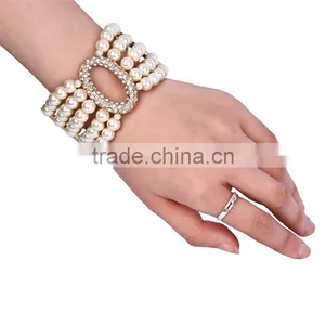 2016 Fashion Beautiful Gift Shiny Cleary Crystal Ladies Cheap Pearl Bracelet thumbnail-2
