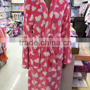 Super Soft Cheap Adults Flannel Ladies Printed Leopard Bathrobes thumbnail-4