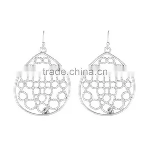 Fashionl Beautiful Decorative Silver Latest Fashion Sliver Mesh Earrings J11033F02 thumbnail-1