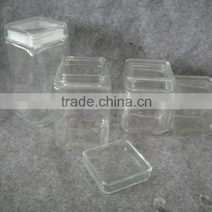 Clear Square Glass Jar With Glass Lid thumbnail-1
