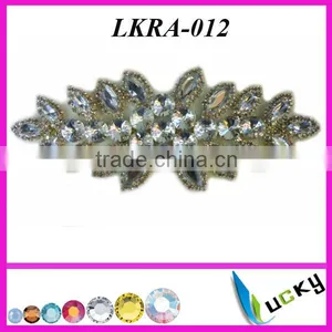 Hot Selling New Design LKRA-012 Crystal Strass Rhinestone Appliques for Wedding Dress thumbnail-1