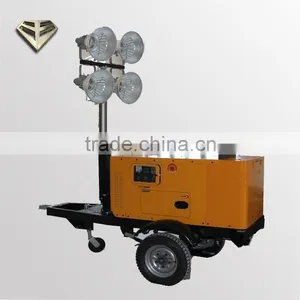 Low Noise Mobile Light Tower/ Trailer Light Tower Diesel Generator 8KW/10KVA thumbnail-1