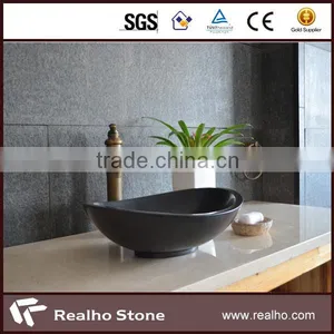 Chinese Absolute Black Granite Bathroom Round Bowl Sink thumbnail-2