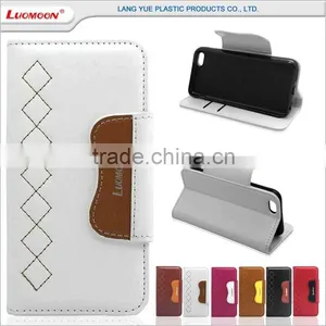 Hit Color Wallet Style Genuine Leather Phone Case for Iphone 7 6 5 4 s c se Plus thumbnail-1