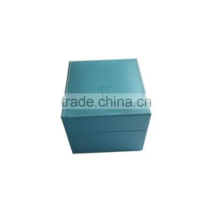 Fashion Wooden & Blue Leather Gift Watch Box Wholesale thumbnail-1