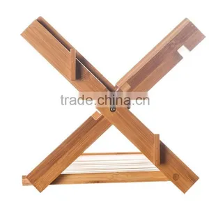 Two Layers Bamboo Dish Rack, Foldable, Compact Fold Size Dish Rack thumbnail-3