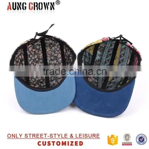 Leather Patch Suede Brim Floral 5 Panel Cap thumbnail-6