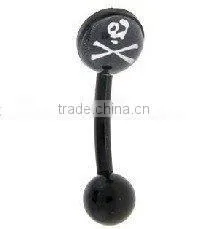 316L Black Plated Skull Jewelry Body Piercing Navel Rings thumbnail-1