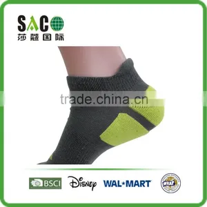 Fluorescence Green Free Terry Grey Low Cuff 4F Cotton Sports Socks thumbnail-3