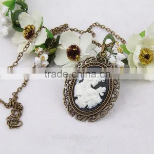 Fashion Jewelry Necklace Steampunk Necklace Skeleton Silhouette Bronze Cameo Pendant 2015 New Made in China Yiwu thumbnail-1