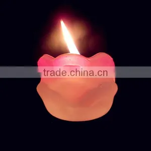 Unique Shaped Pink Colored Flower Shaped Candlestick Glass Container/candle Holder thumbnail-1