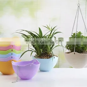 Hanging Flower Plant Pot Chain Plastic Planter Holder Indoor Outdoor Basket Gardening thumbnail-3
