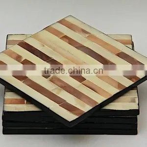 High Quality Eco Friendly Mother of Pearl Square Coaster 10 cm thumbnail-1
