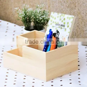 Eco-friendly Custom Unfinished Desktop Wooden Pen Holder thumbnail-1