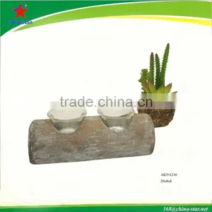 Wood Tealight Holder With Glass thumbnail-1