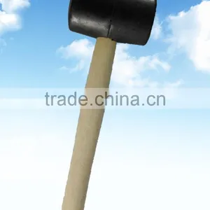 Construction Hand Tool Rubber Mallet Hammer With Wooden Handle thumbnail-1